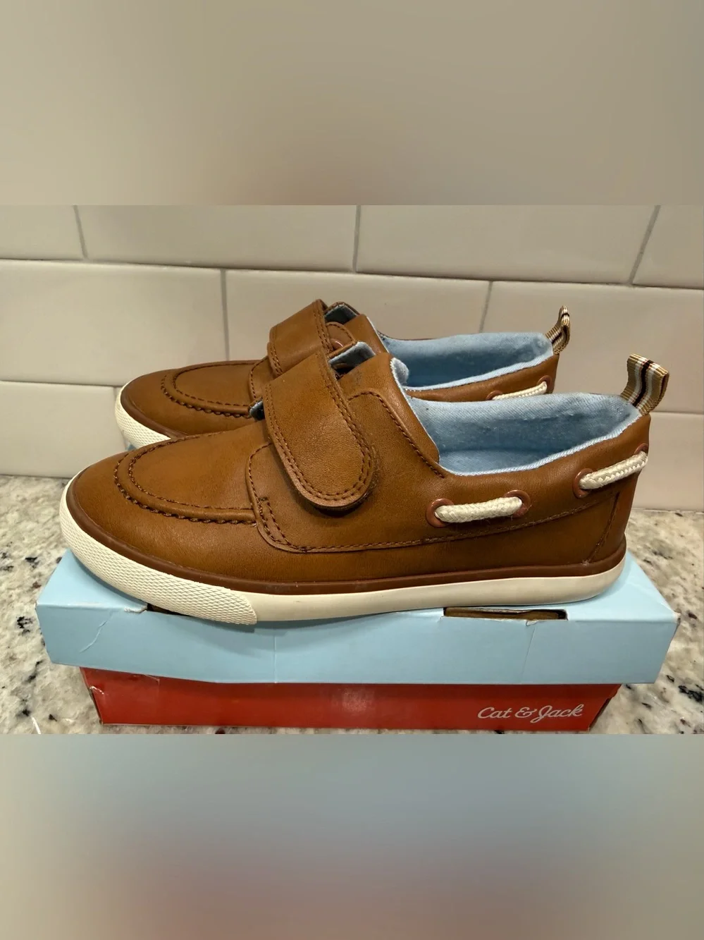 Cat & Jack Tan Brown Kids Hook-and-Loop Casual Sneakers Size 12